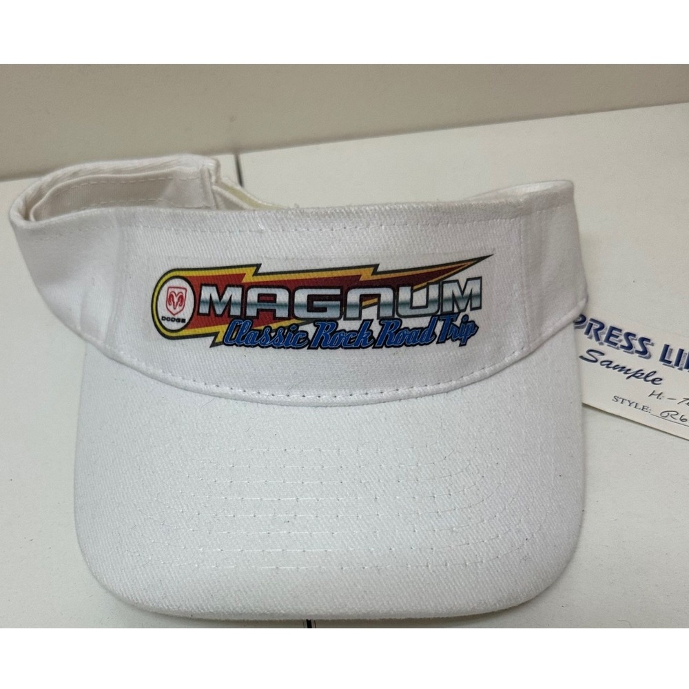 Vtg Dodge Magnum Classic Rock Road Trip White Sun Visor Express Line Sample Hat